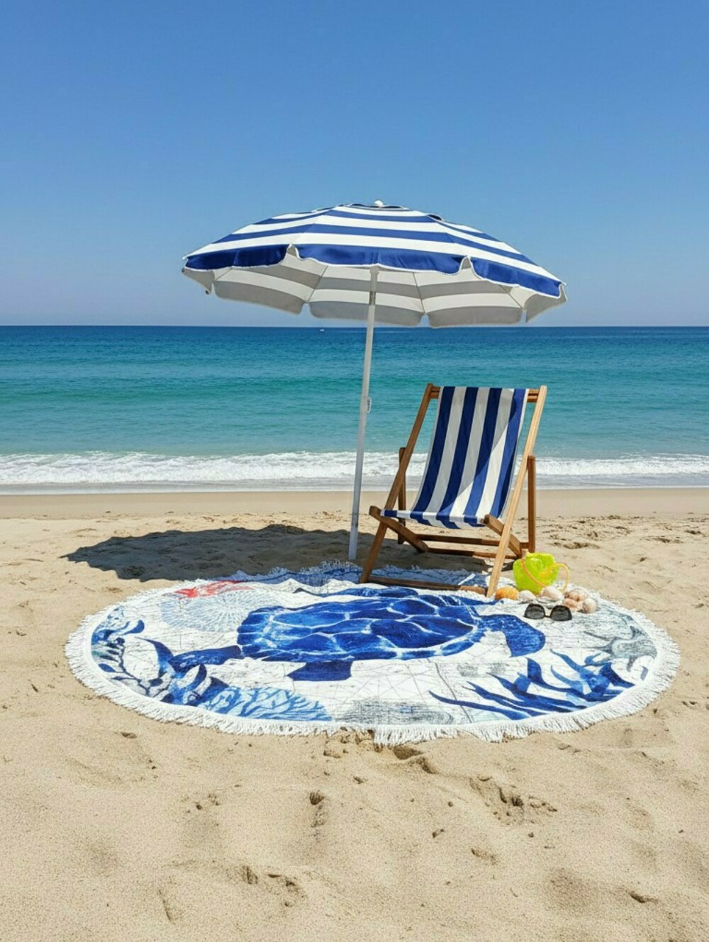 Sea Turtle Round Fringed Beach Towel or Blanket